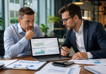 Empresário analisando obrigações fiscais, safra, dólar e custos com apoio contábil.